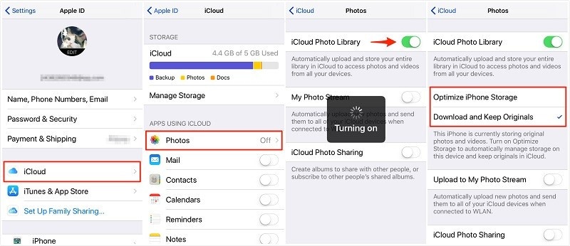 how do i transfer photos from iphone to icloud drive