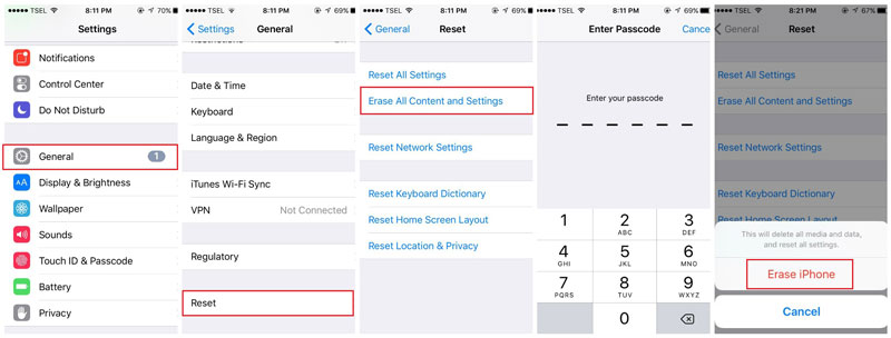 Factory reset iPhone