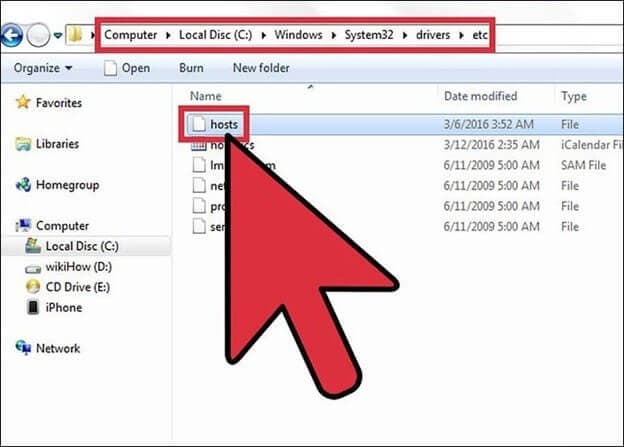 find hosts file on windows pc