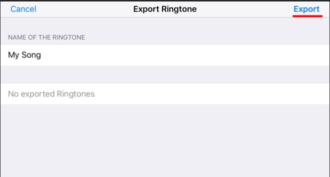 tap on the Export button