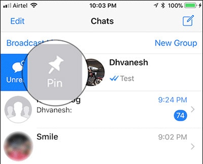 how to pin whatsapp messages on iphone