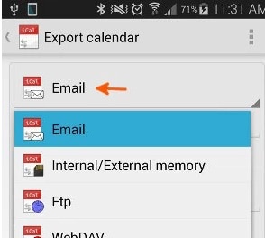 export samsung calendar