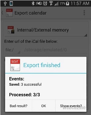 iCal export samsung calendar