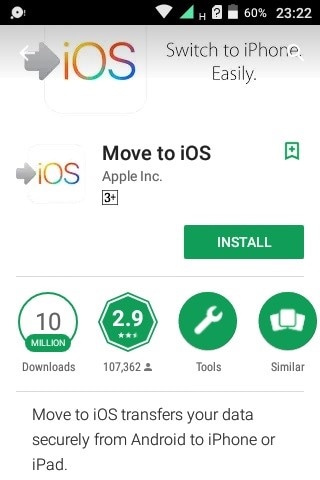 install and launch Move to iOS