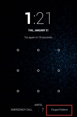 remove pattern lock using forgot pattern feature