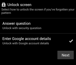 reset android password with google account