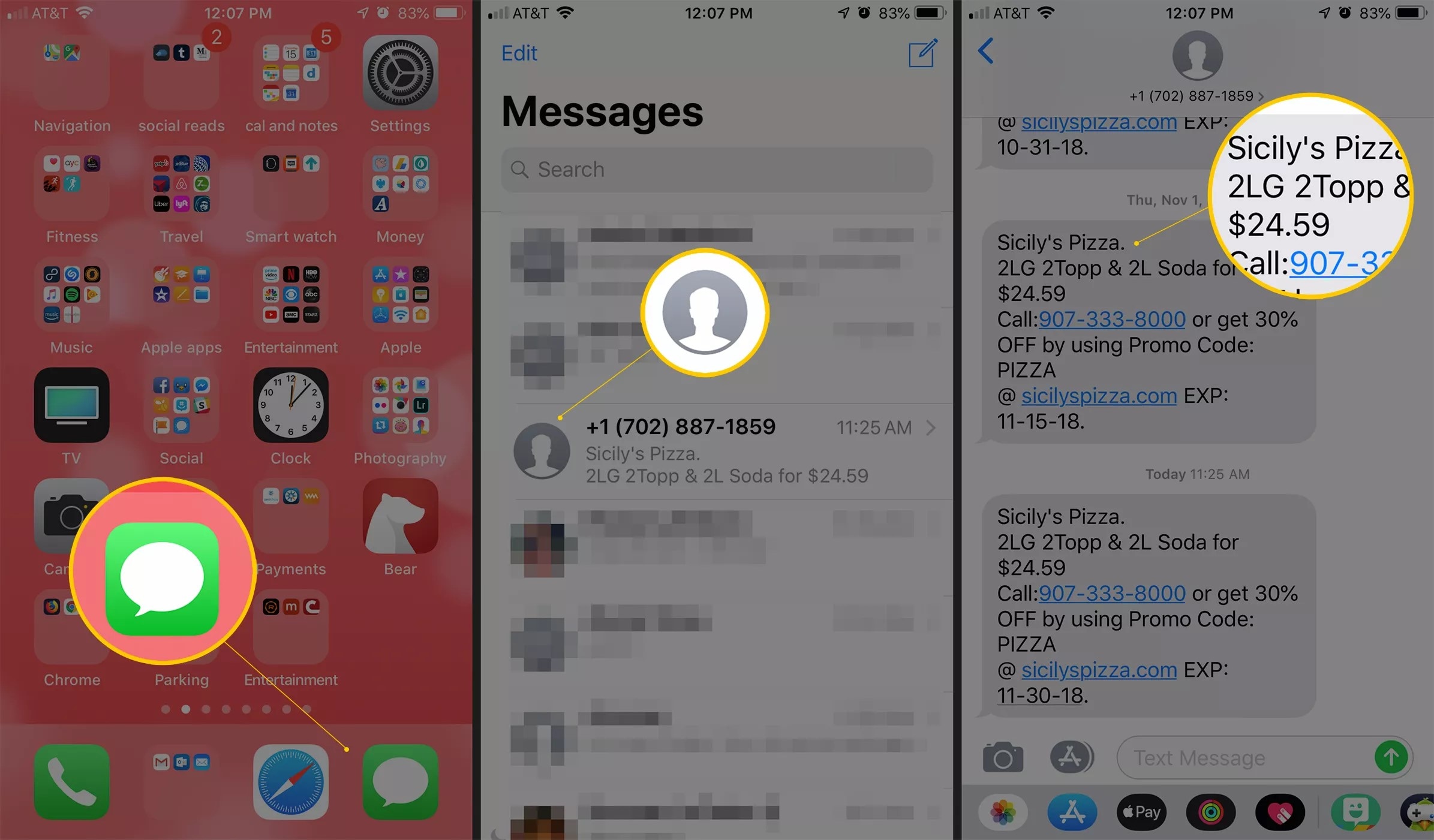 how to search messages on iphone