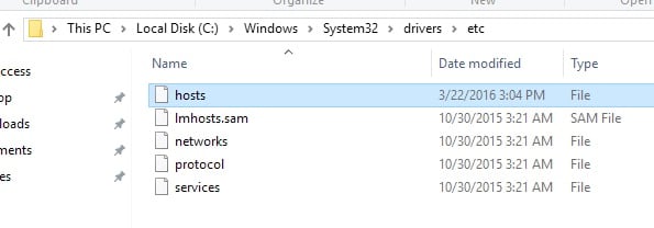 remove Windows hosts file
