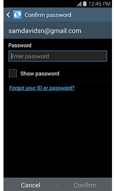 reset samsung account password - step 1