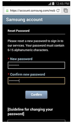 reset samsung account password - step 4