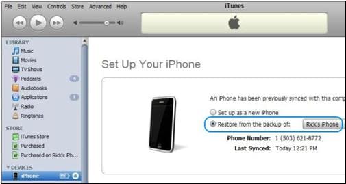  restore iphone from itunes