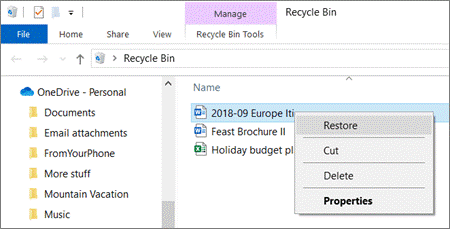 recover onedrive files deleted from recycle bin
