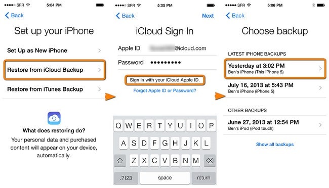 restore contacts from icloud to new iphone