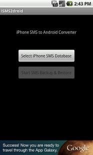 click on Select iPhone SMS database