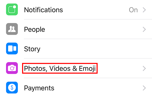 select the Photos, Videos Emoji option