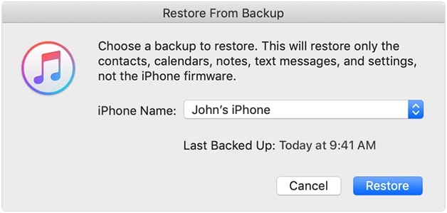 click on Restore