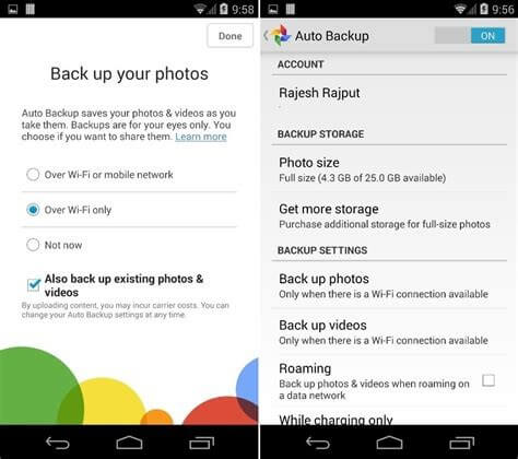 Sync the photos on your Android Device to Google Photos