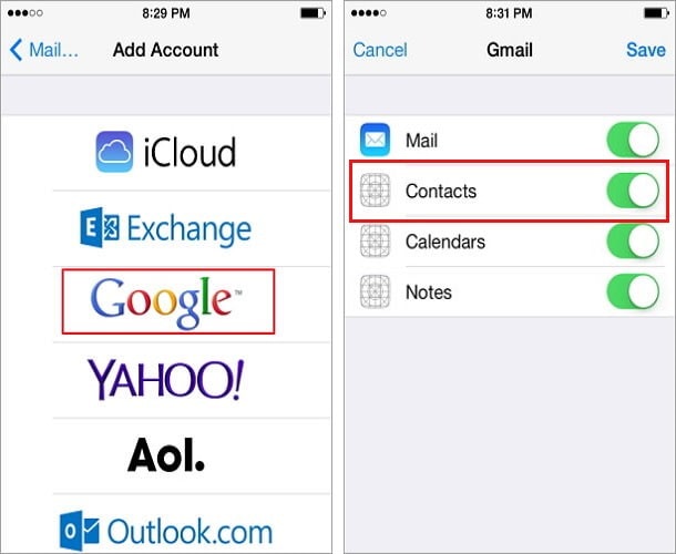 sync gmail account on iphone
