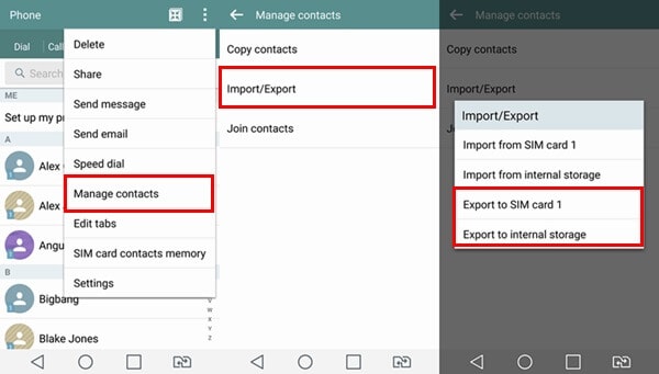 select the option for exporting contacts