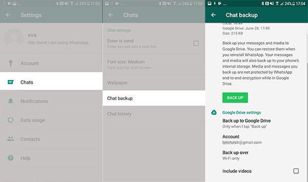 transfer whatsapp messages from android to iphone using google drive
