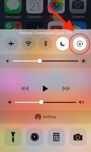 turn pff orientation lock on iphone