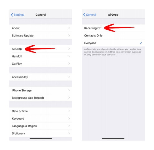 turn off airdrop
