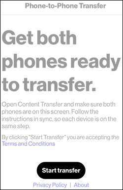 click on Start Transfer