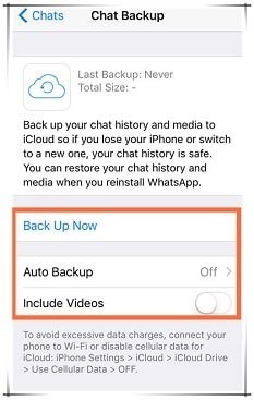 how to backup whatsapp on icloud