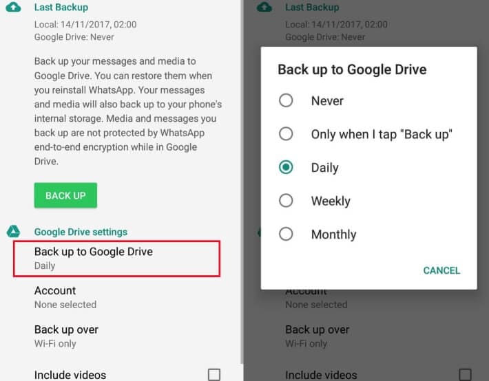 how to backup whatsapp contacts to gmail