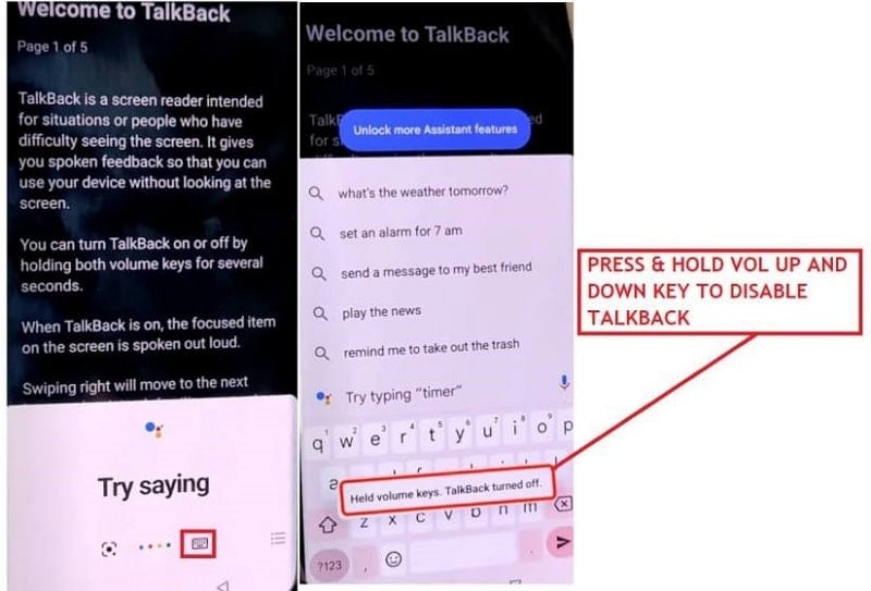 talkback is turned off
