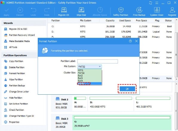 select exfat file system