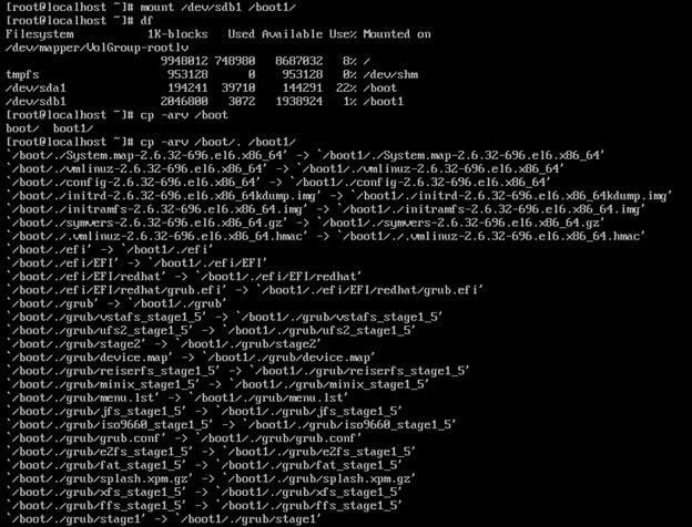 transferring boot files to secondary block device