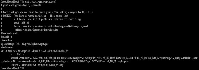 modifying the grub.conf file