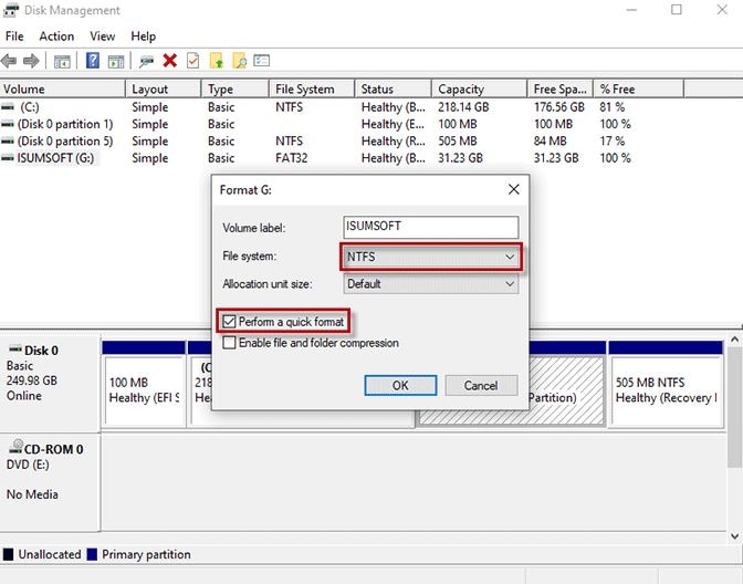 confirm fat32 to ntfs format details