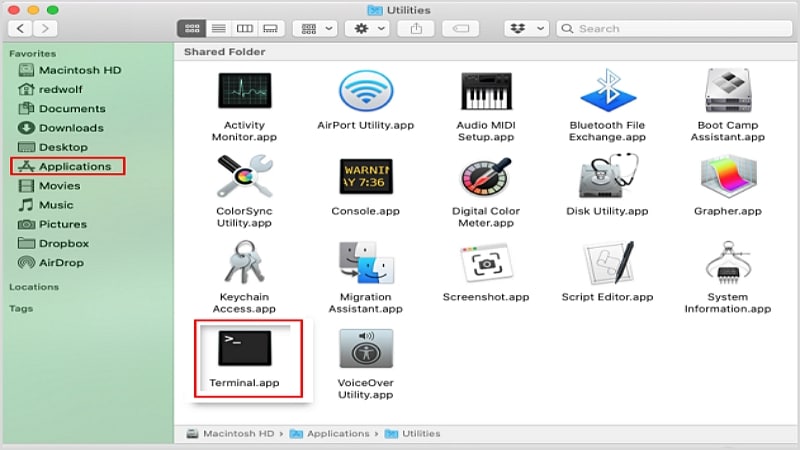 open terminal in your mac computer