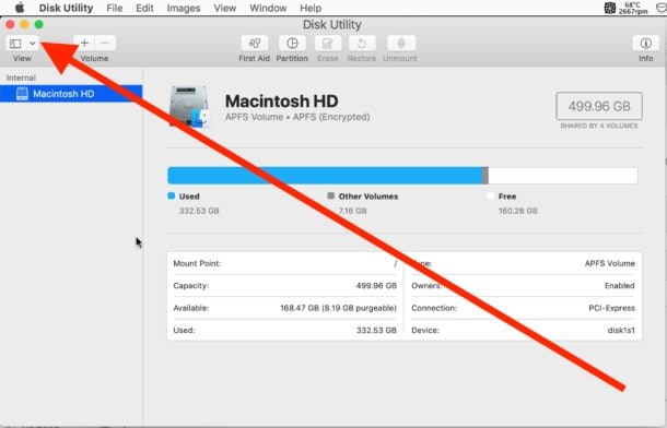 open the disk utility tool