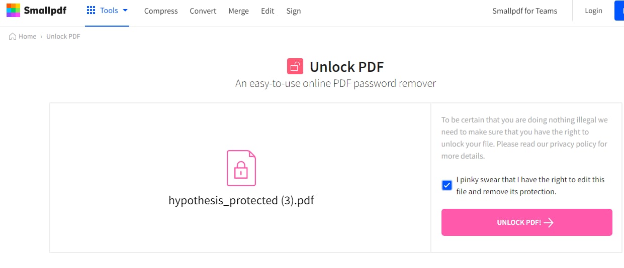click unlock pdf