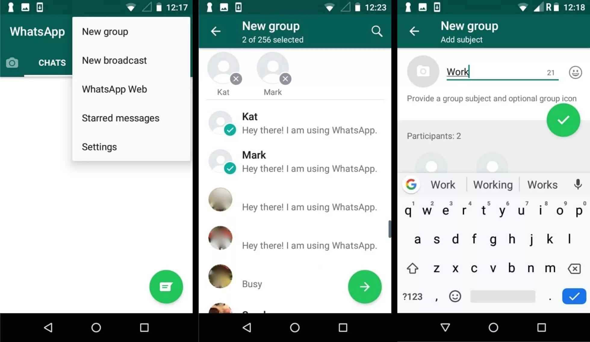create whatsapp group chat