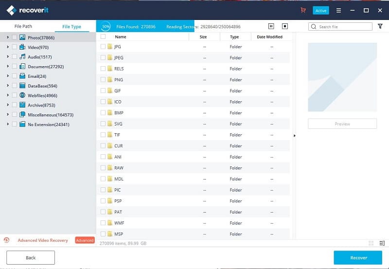 data recovery file view