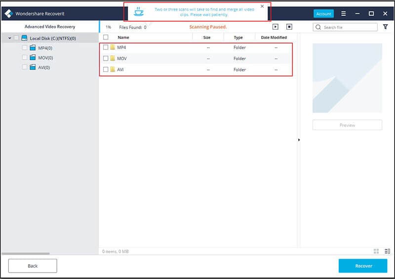 select drive for scanning