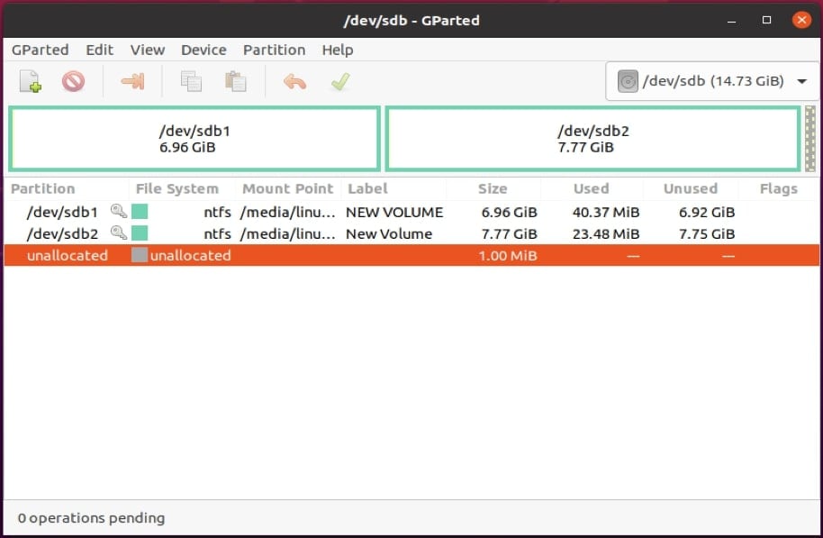 partitions of the second hard drive