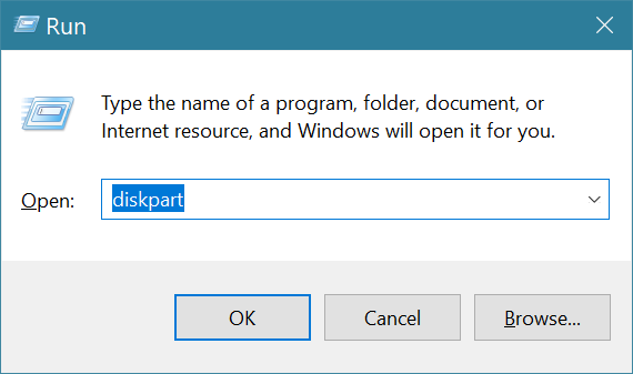 open diskpart command prompt