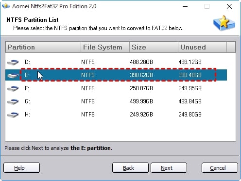 select disk to convert fat32 to ntfs
