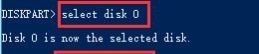 selecting the disks using diskpart