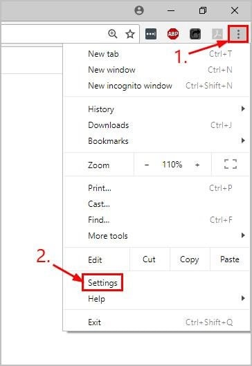 open settings on the drop down menu