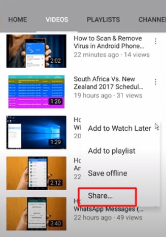 share youtube video