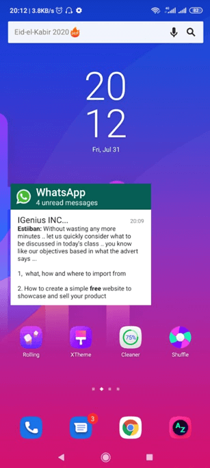 make whatsapp message unread on android