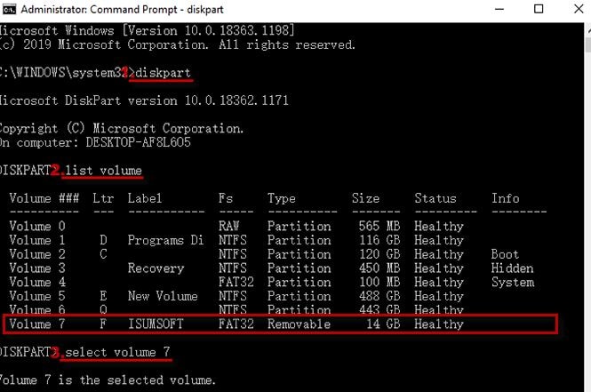 type in fat32 to ntfs conversion commands