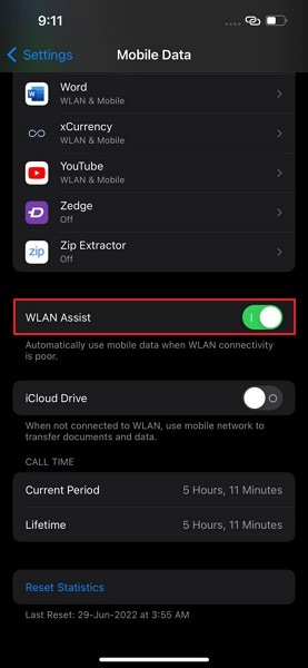 disable the wifi assist
