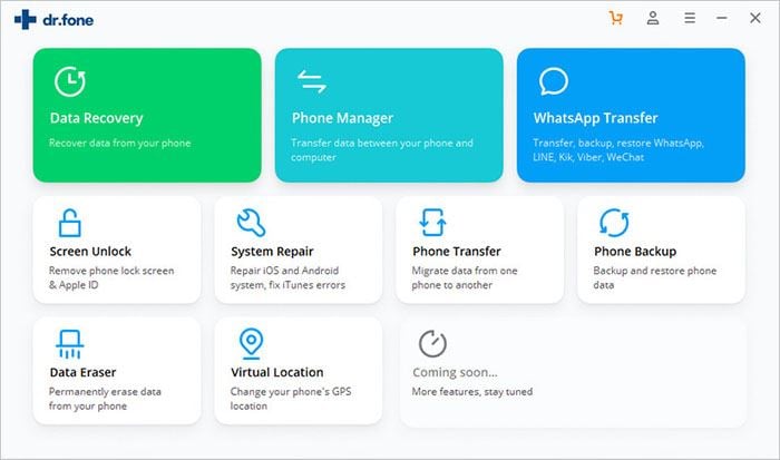 samsung data recovery main screen